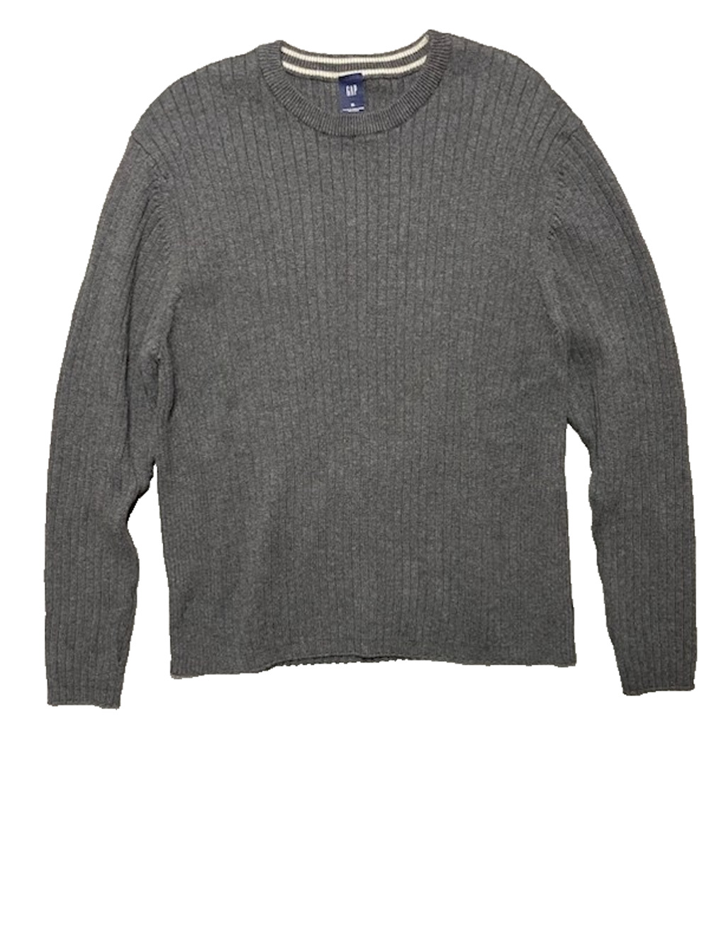 Vintage Ribbed Sweater Mens Gap XL Charcoal Gray Cotton Knit Y2K Skater Grunge